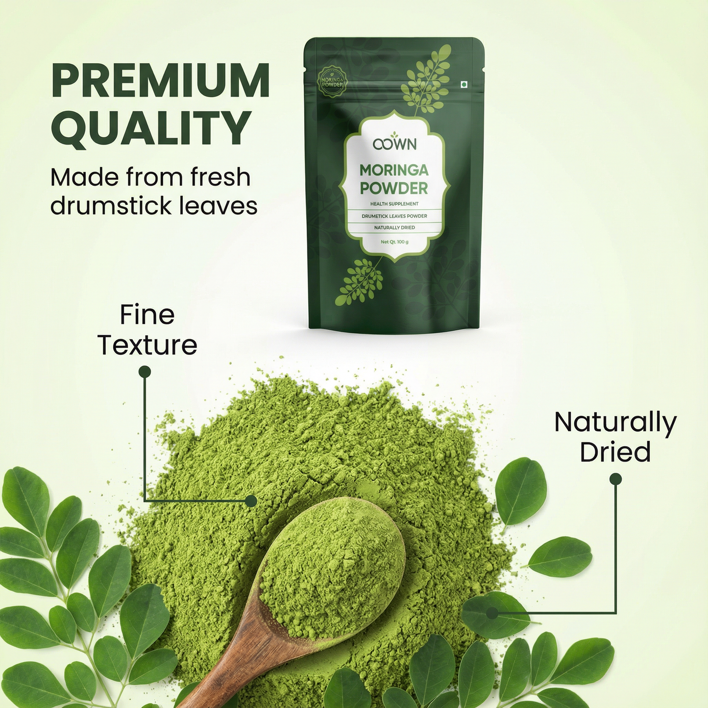 Moringa Powder, Chemical-Free Lab-Tested