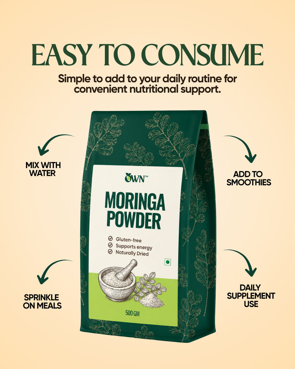 Moringa Powder, Chemical-Free Lab-Tested