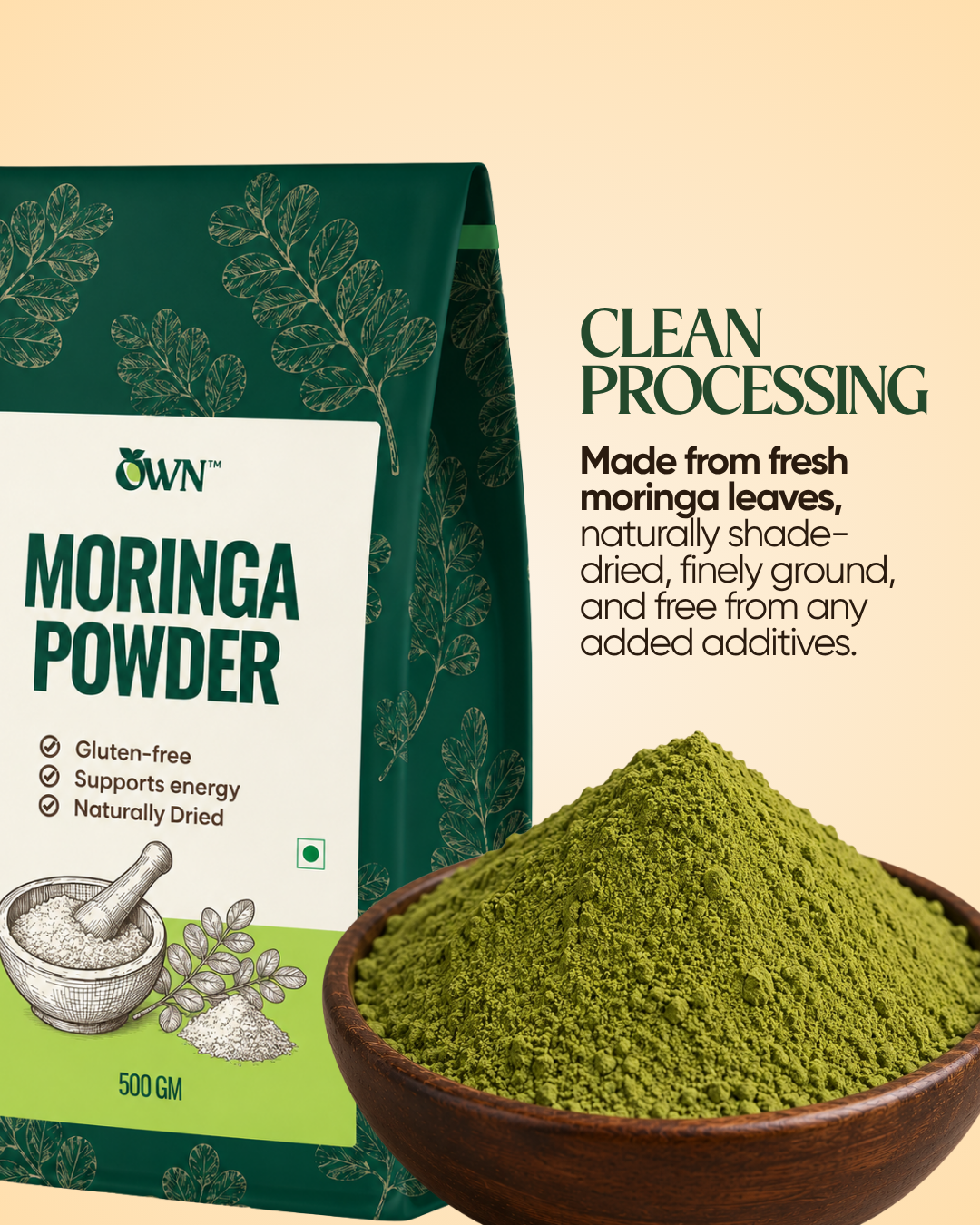 Moringa Powder, Chemical-Free Lab-Tested