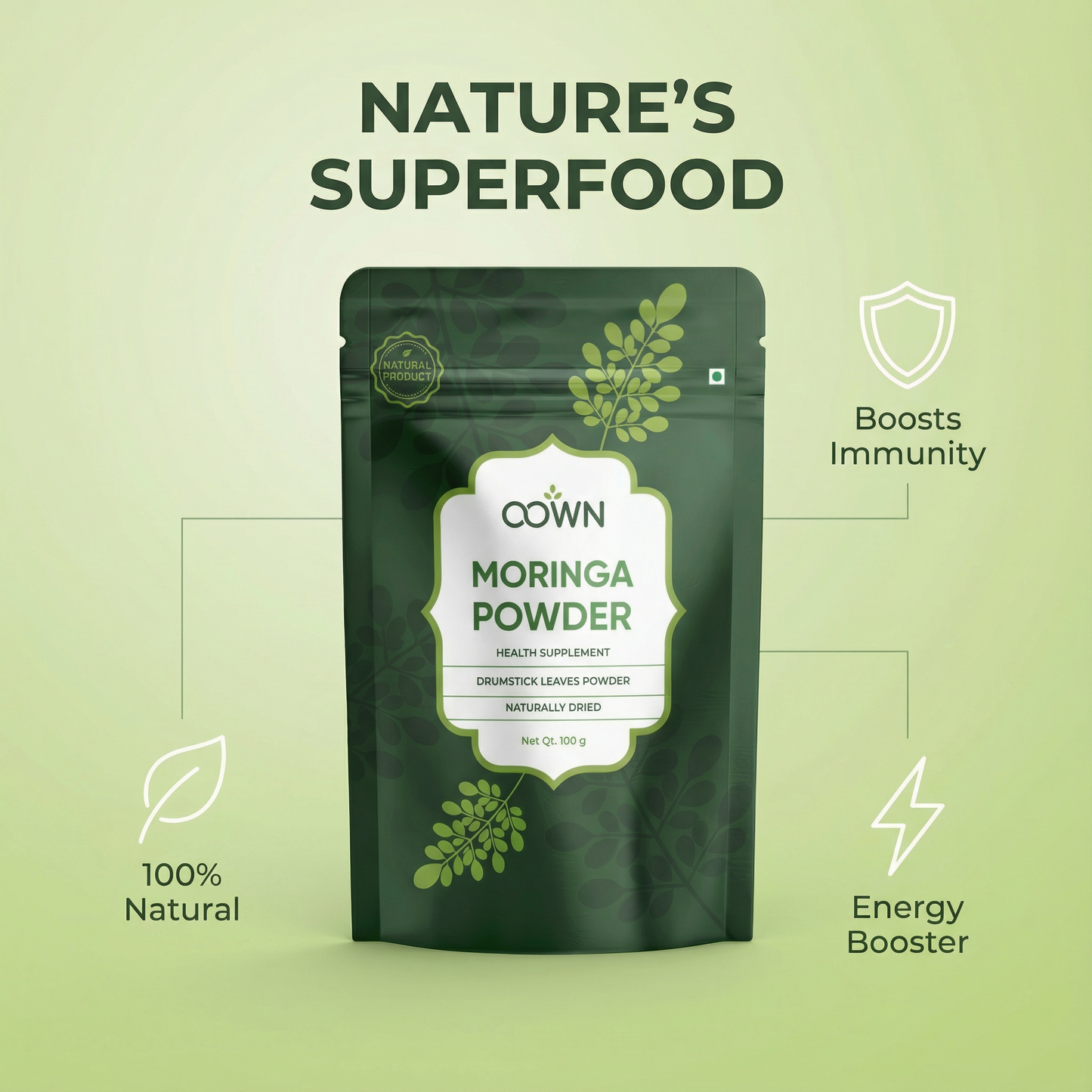 Moringa Powder, Chemical-Free Lab-Tested