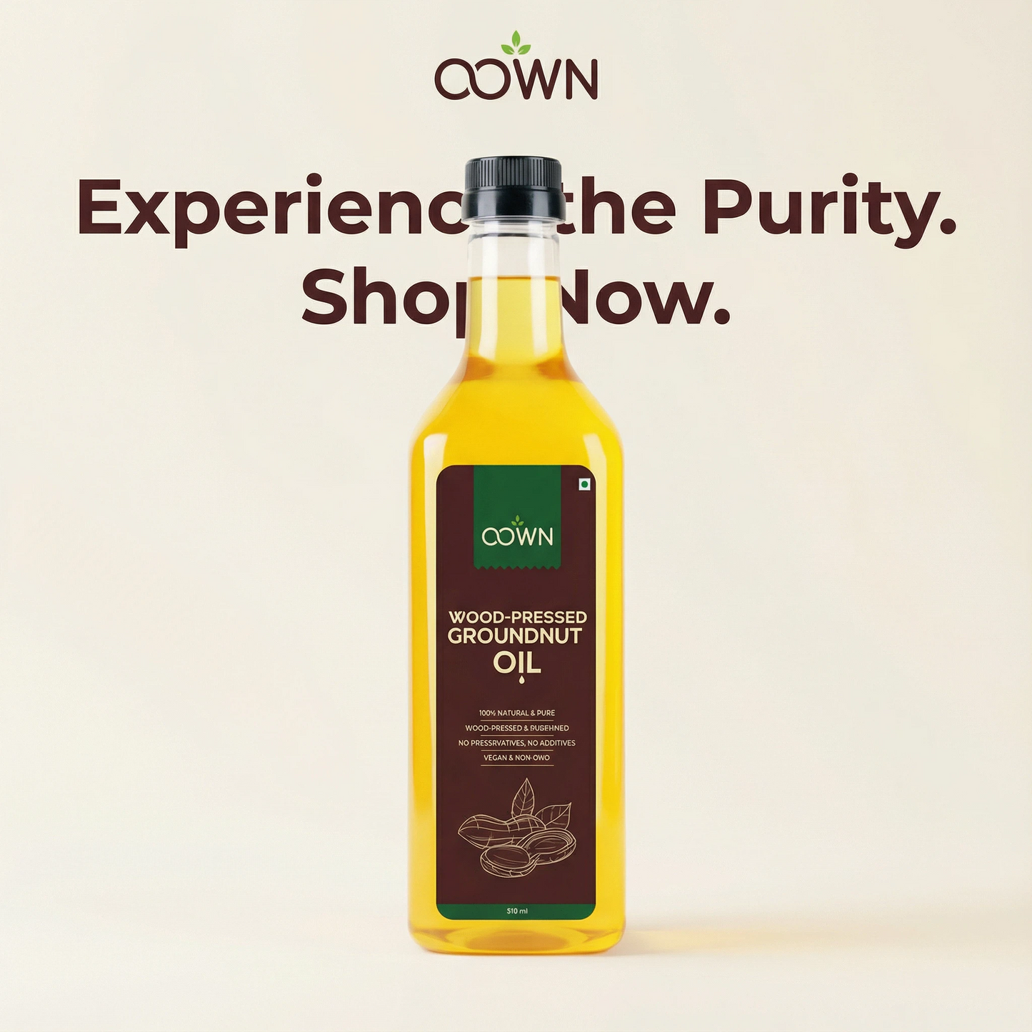 Pure Groundnut Oil, Wood-Pressed