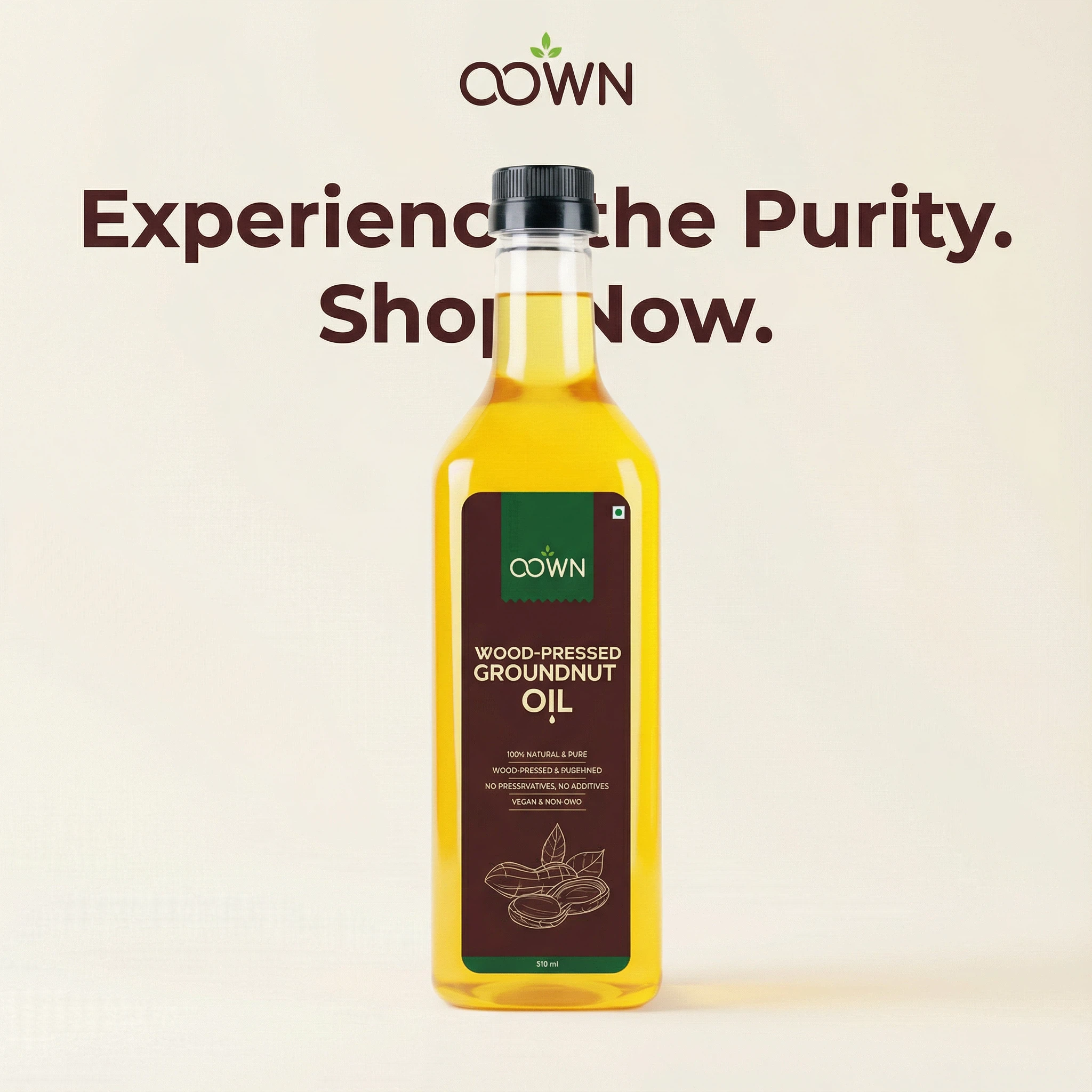 Pure Groundnut Oil, Wood-Pressed