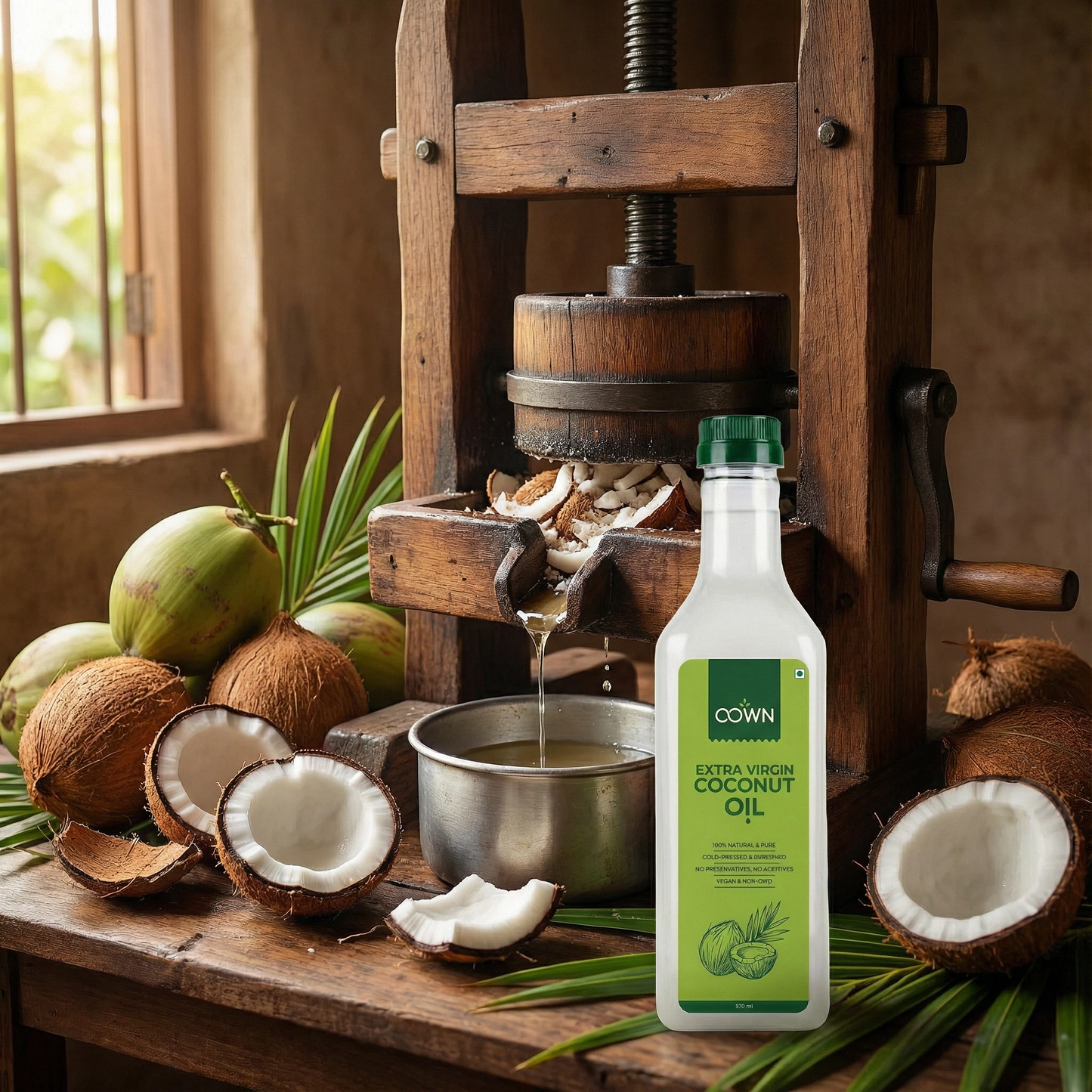 Coconut Oil, Wood-Pressed, Unrefined