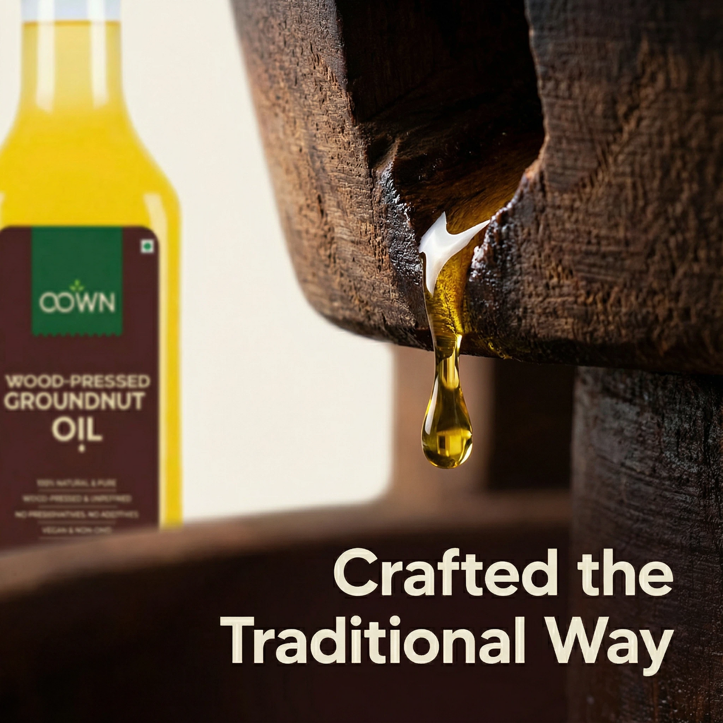 Pure Groundnut Oil, Wood-Pressed